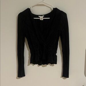 Chic Black Ruched Women's Blouse